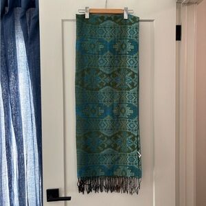 Elegant Green & Blue Patterned Tapestry Wrap